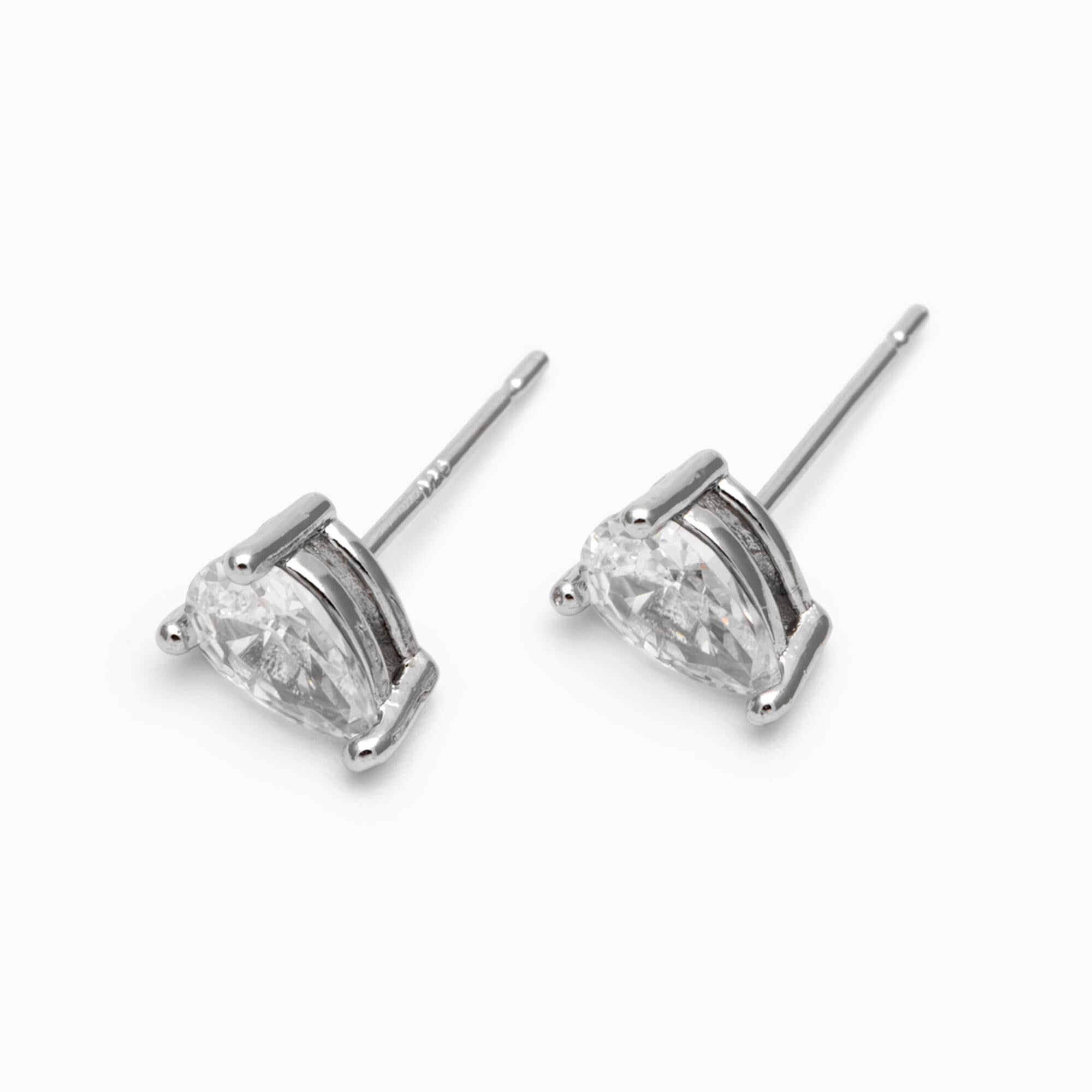 10pcs CZ Pave Teardrop Ear Posts, 18K Gold/ Rhodium Plated Brass, Water Drop Stud Earrings (GB-2618-B)